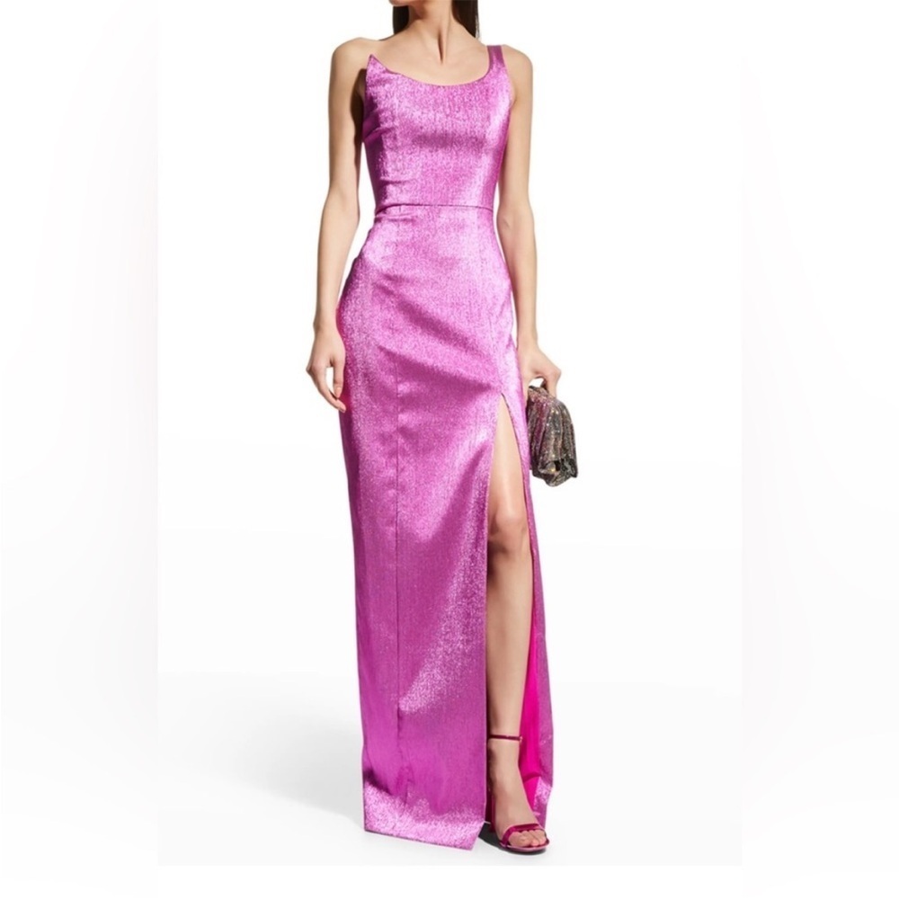 Womens Black Halo Eve By Lauren Berman One Shoulder Shimmer Gown Maxi Dress